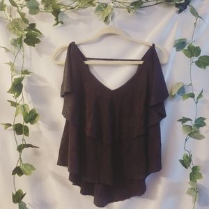 She +Sky Boho Sude-like Black Shirt. Size M